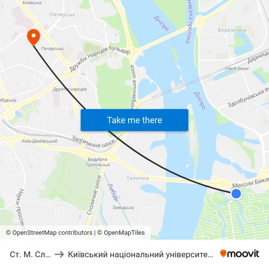 Ст. М. Славутич to Київський національний університет культури і мистецтв map