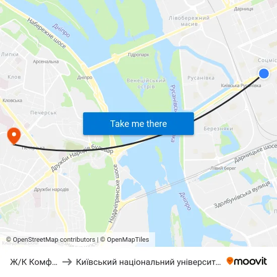 Ж/К Комфорт-Таун to Київський національний університет культури і мистецтв map