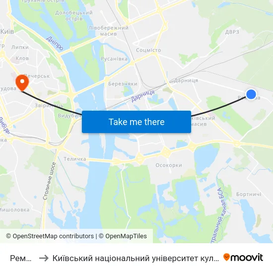 Рембаза to Київський національний університет культури і мистецтв map