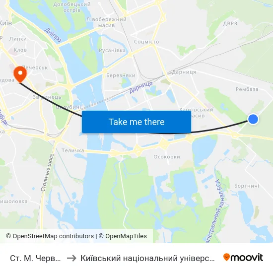 Ст. М. Червоний Хутір to Київський національний університет культури і мистецтв map