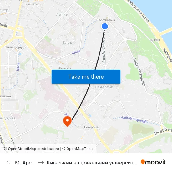 Ст. М. Арсенальна to Київський національний університет культури і мистецтв map