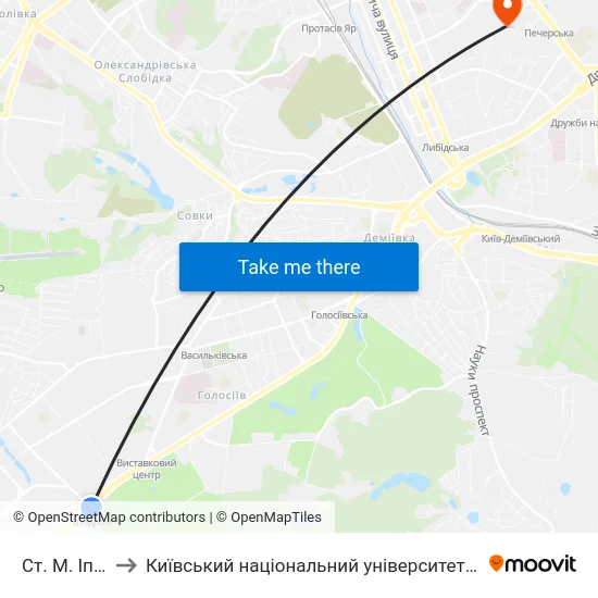 Ст. М. Іподром to Київський національний університет культури і мистецтв map