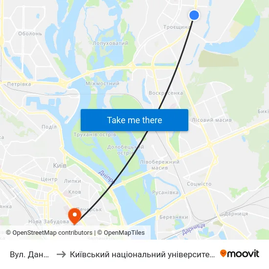 Вул. Данькевича to Київський національний університет культури і мистецтв map