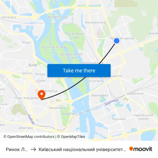 Ринок Лісовий to Київський національний університет культури і мистецтв map