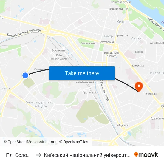 Пл. Солом'Янська to Київський національний університет культури і мистецтв map