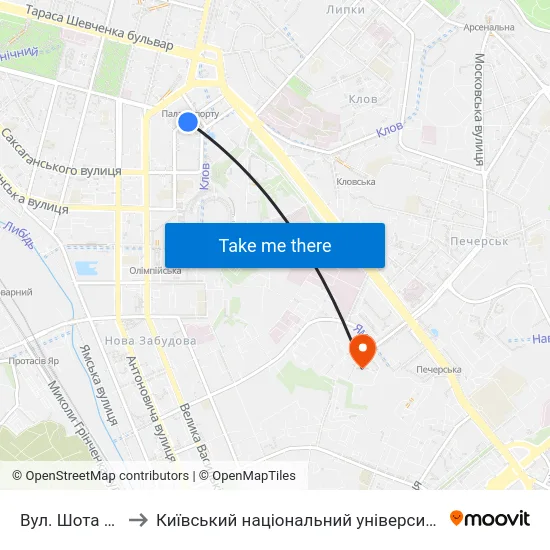 Вул. Шота Руставелі to Київський національний університет культури і мистецтв map