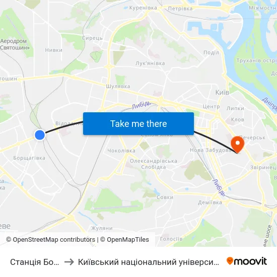 Станція Борщагівка to Київський національний університет культури і мистецтв map