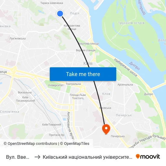 Вул. Введенська to Київський національний університет культури і мистецтв map