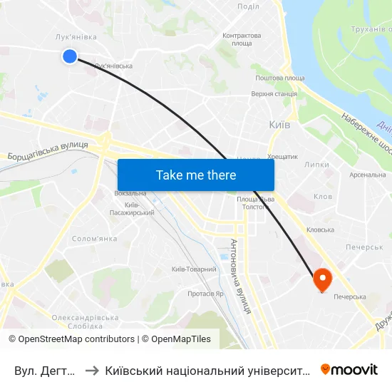 Вул. Дегтярівська to Київський національний університет культури і мистецтв map