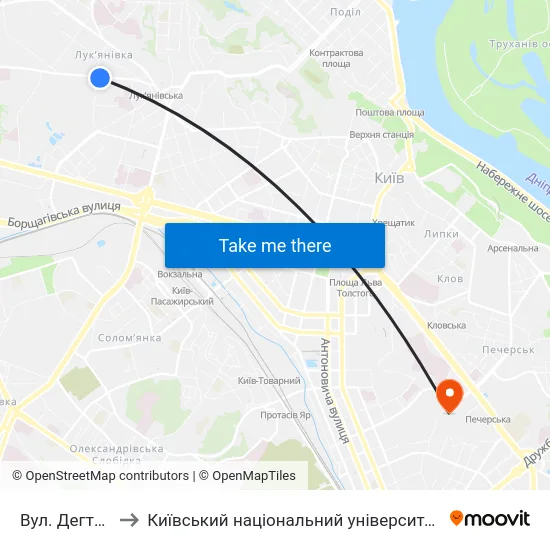 Вул. Дегтярівська to Київський національний університет культури і мистецтв map