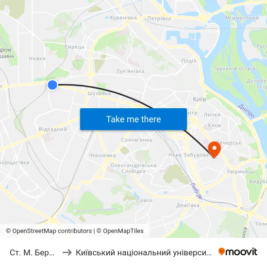 Ст. М. Берестейська to Київський національний університет культури і мистецтв map