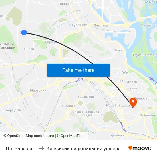 Пл. Валерія Марченка to Київський національний університет культури і мистецтв map