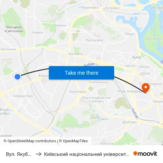 Вул. Якуба Коласа to Київський національний університет культури і мистецтв map