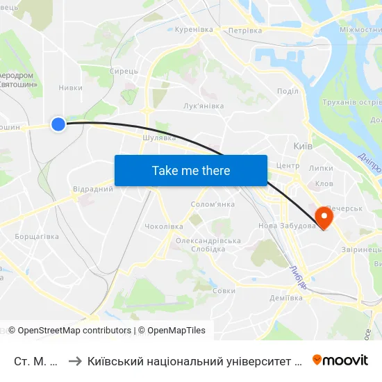 Ст. М. Нивки to Київський національний університет культури і мистецтв map