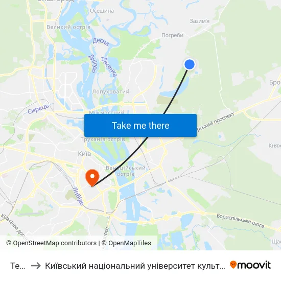 Тец-6 to Київський національний університет культури і мистецтв map