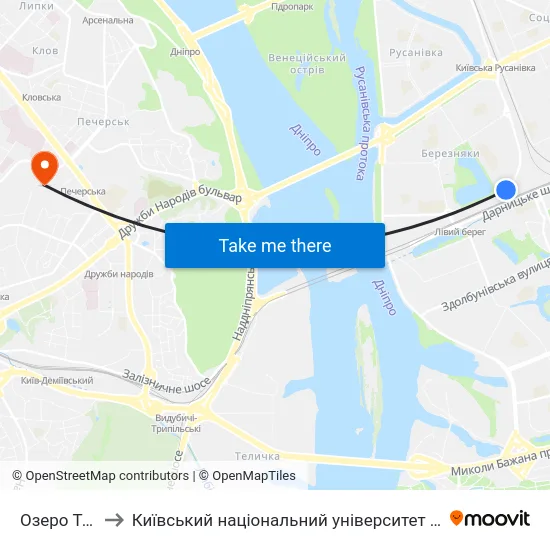 Озеро Тельбін to Київський національний університет культури і мистецтв map