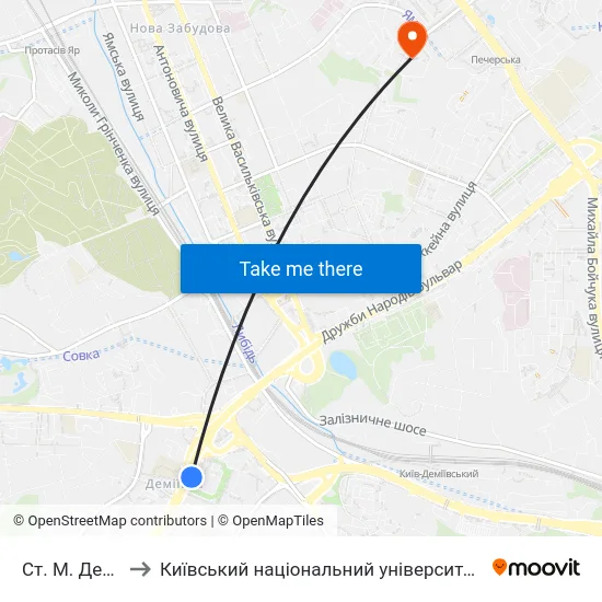 Ст. М. Деміївська to Київський національний університет культури і мистецтв map