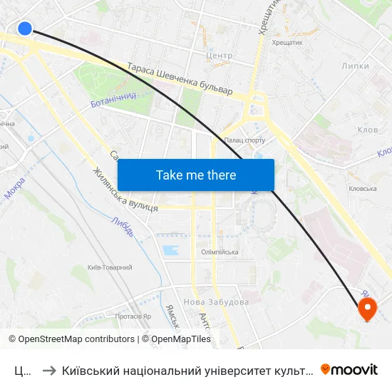 Цирк to Київський національний університет культури і мистецтв map