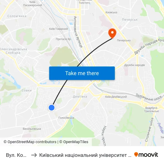 Вул. Козацька to Київський національний університет культури і мистецтв map