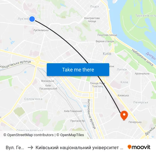 Вул. Герцена to Київський національний університет культури і мистецтв map