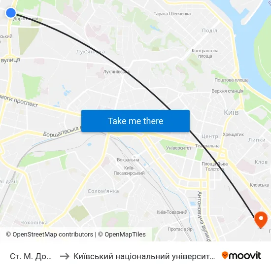 Ст. М. Дорогожичі to Київський національний університет культури і мистецтв map
