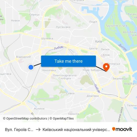 Вул. Героїв Севастополя to Київський національний університет культури і мистецтв map