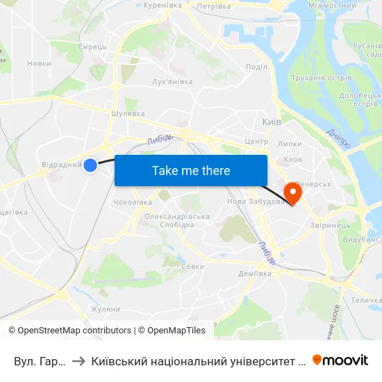 Вул. Гарматна to Київський національний університет культури і мистецтв map