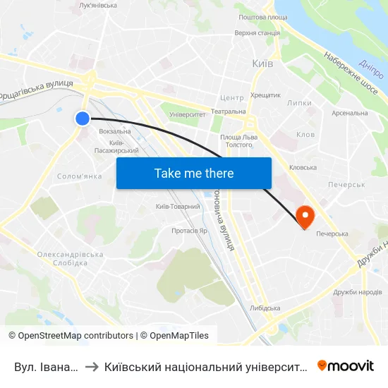 Вул. Івана Огієнка to Київський національний університет культури і мистецтв map