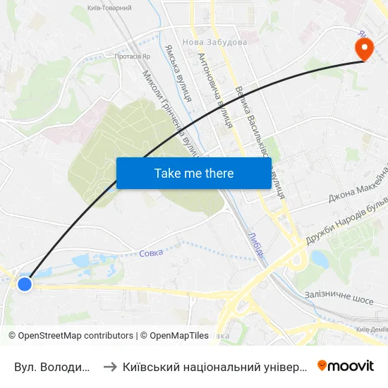 Вул. Володимира Брожка to Київський національний університет культури і мистецтв map