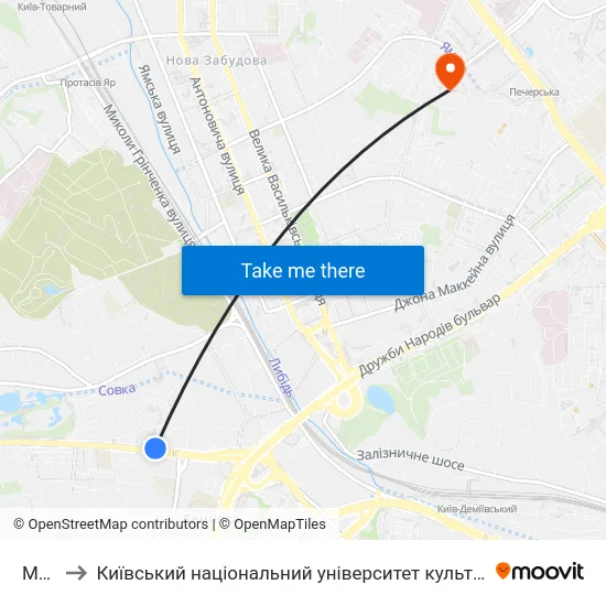 Мауп to Київський національний університет культури і мистецтв map