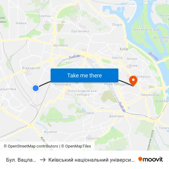 Бул. Вацлава Гавела to Київський національний університет культури і мистецтв map