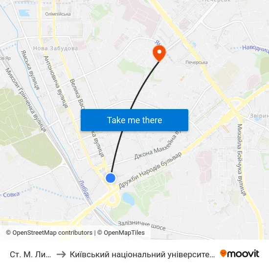 Ст. М. Либідська to Київський національний університет культури і мистецтв map