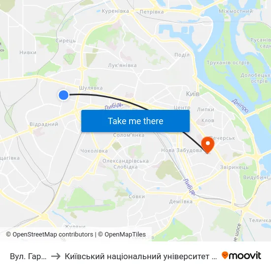 Вул. Гарматна to Київський національний університет культури і мистецтв map