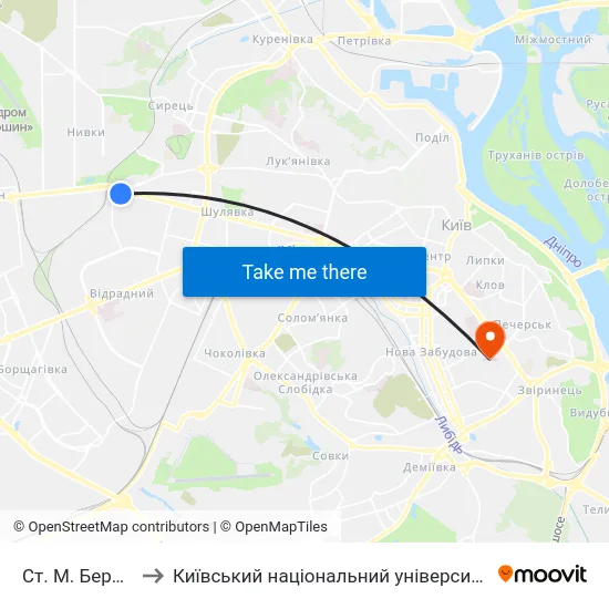 Ст. М. Берестейська to Київський національний університет культури і мистецтв map