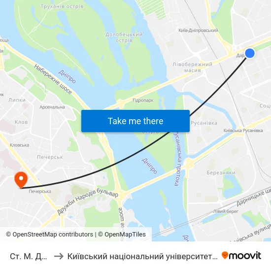 Ст. М. Дарниця to Київський національний університет культури і мистецтв map