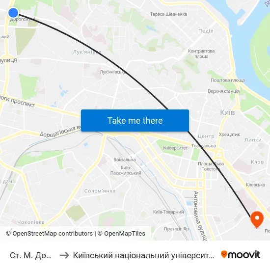 Ст. М. Дорогожичі to Київський національний університет культури і мистецтв map