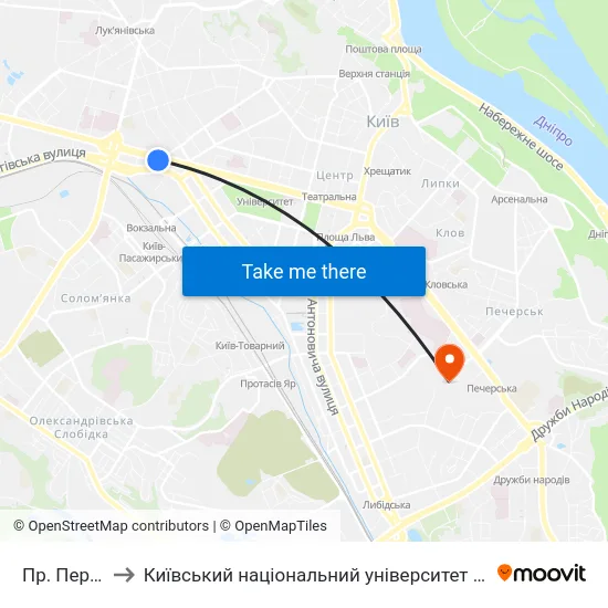 Пр. Перемоги to Київський національний університет культури і мистецтв map