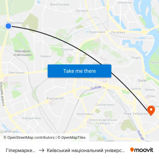 Гіпермаркет Епіцентр to Київський національний університет культури і мистецтв map