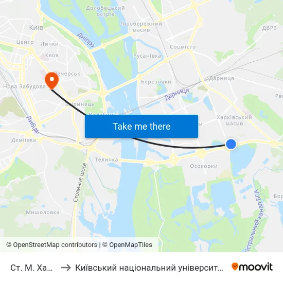 Ст. М. Харківська to Київський національний університет культури і мистецтв map