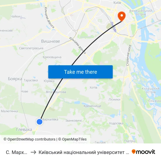 С. Мархалівка to Київський національний університет культури і мистецтв map