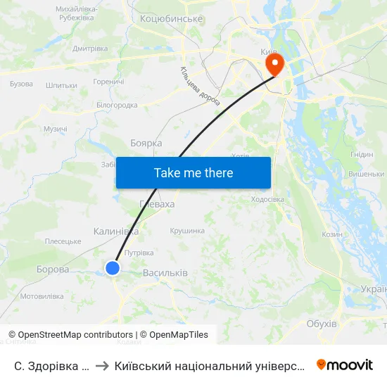 С. Здорівка (Поворот) to Київський національний університет культури і мистецтв map