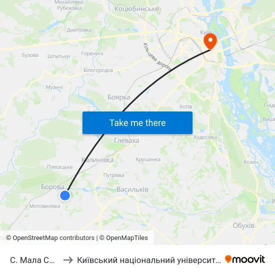С. Мала Солтанівка to Київський національний університет культури і мистецтв map