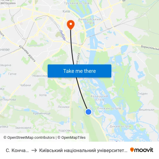 С. Конча-Заспа to Київський національний університет культури і мистецтв map