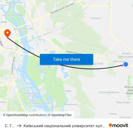 С. Гора to Київський національний університет культури і мистецтв map