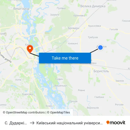 С. Дударків (Центр) to Київський національний університет культури і мистецтв map