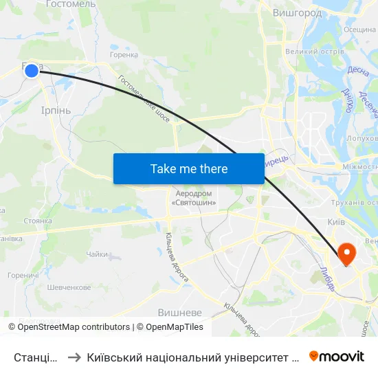 Станція Буча to Київський національний університет культури і мистецтв map