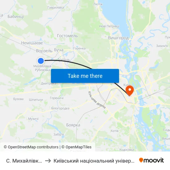 С. Михайлівка-Рубежівка to Київський національний університет культури і мистецтв map