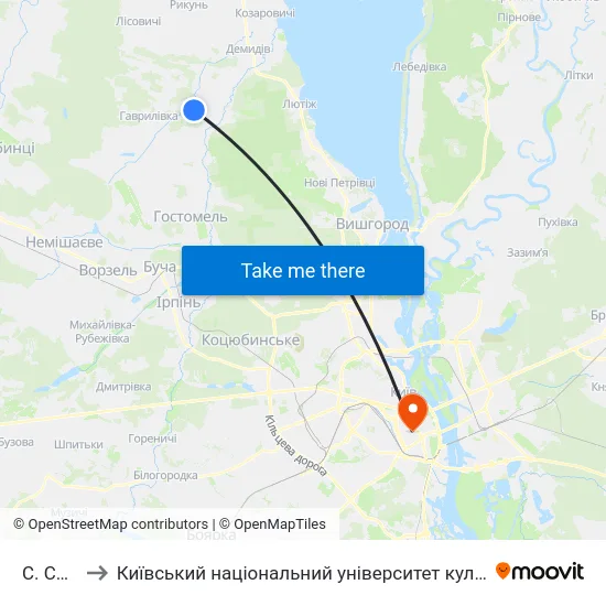 С. Синяк to Київський національний університет культури і мистецтв map