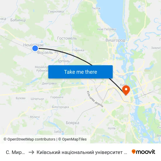 С. Мироцьке to Київський національний університет культури і мистецтв map