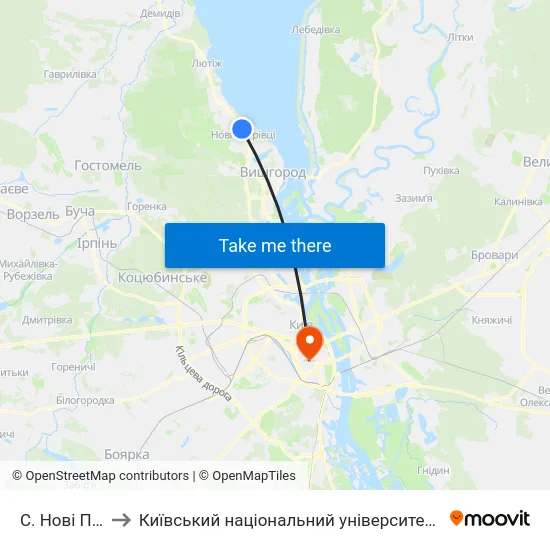 С. Нові Петрівці to Київський національний університет культури і мистецтв map